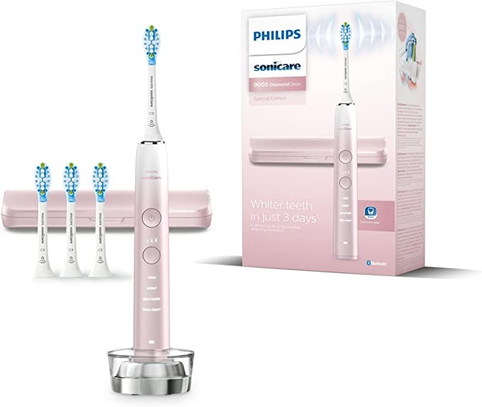 Philips Sonicare DiamondClean 9000 Series Electric Toothbrush Special Edition - Sonic Brush, Pink, 4X C3 Premium Plaque Control Brush Head (Model HX9911/79)