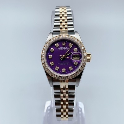 Rolex 18K gold diamond purple plate