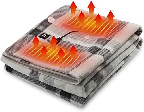 Heated cape blanket, portable wearable 5V USB electric heating cloak, home, office, car, camping, fish, picnic, sports, football, concert, 55x32 inch